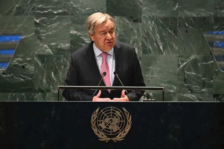 Tổng thư ký Liên Hợp Quốc Antonio Guterres phát biểu tại Hội nghị thượng đỉnh Tương lai ngày 22-9. Ảnh: AFP Hiệp ước Tương lai
