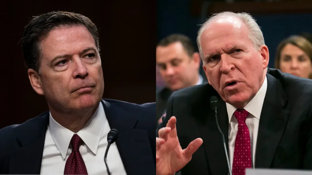 Cựu Giám đốc FBI James Comey (trái) và cựu Giám đốc CIA John Brennan. Ảnh: THE NEW YORK TIMES Giám đốc FBI