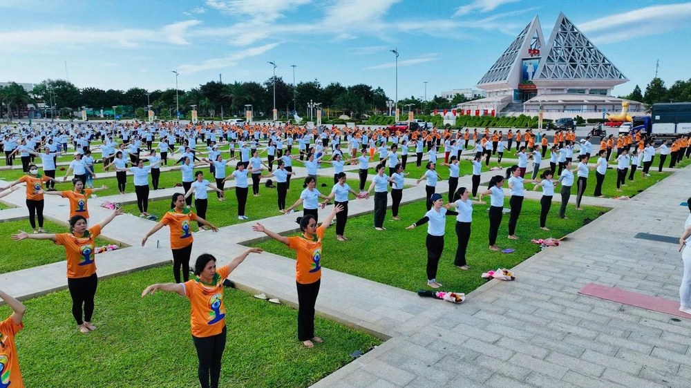 Kỷ niệm Ngày Quốc tế Yoga 2025 tổ chức tại tỉnh Ninh Thuận đầu tháng 6. Ảnh: INDIA IN VIETNAM