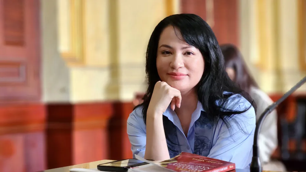Bà Phạm Thị Ngọc Thúy tại phiên tòa sáng 18-9. Ảnh: HĐ sieu mau ngoc thuy.jpg
