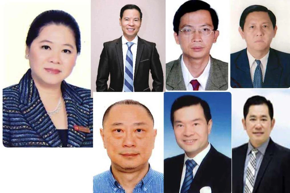 7 người là cựu cán bộ ngân hàng SCB đang trốn truy nã trong vụ án trong đó có 2 người ngoại quốc là Lee George Lam (cựu thành viên HĐQT Ngân hàng SCB) và Henry Sun Ka Ziang (cựu Phó chủ tịch HĐQT SCB). Ảnh: CA vạn thịnh phát