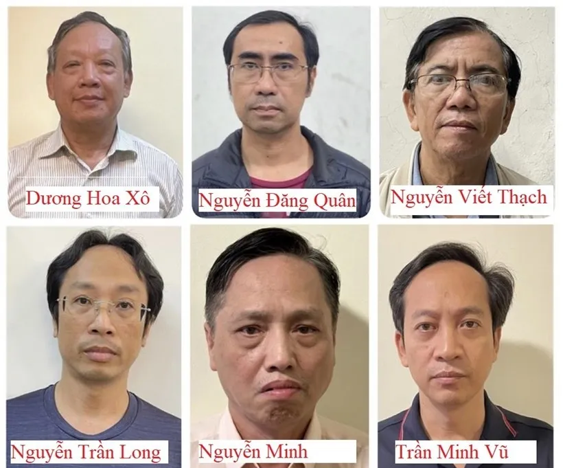 Một số bị cáo trong vụ án. Ảnh: BCA trung tâm công nghệ sinh học tp.hcm