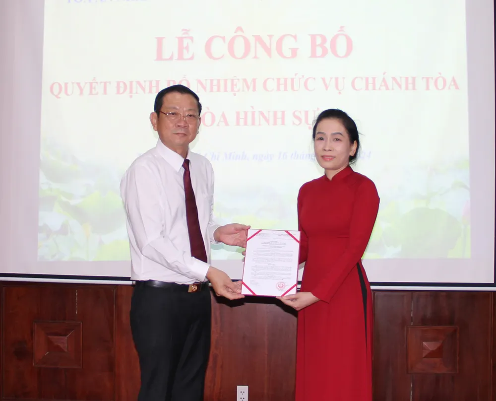 Tân Chánh toà Hình sự TAND Cấp cao tại TP.HCM Phạm Thị Duyên. Ảnh: QT Chánh toà hình sự