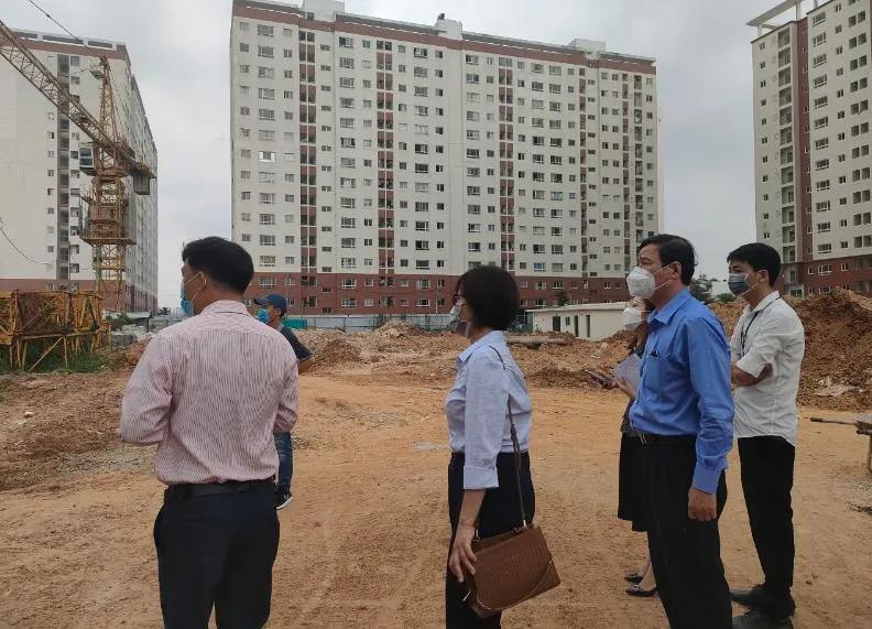 Đoàn kiểm tra đang khảo sát một công trình xây dựng có nguy cơ xuất hiện sốt xuất huyết. Ảnh: HCDC