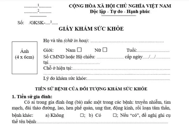 giấy khám sức khỏe