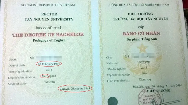 Bằng đại học sai chính tả ảnh 1