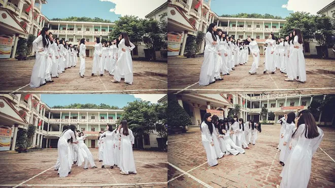 Sau đó, cô gái chiếm được tình cảm của trai đẹp trai bị... "xử lý" hội đồng. Nam sinh Sơn La đồng loạt mặc váy trong ảnh kỷ yếu