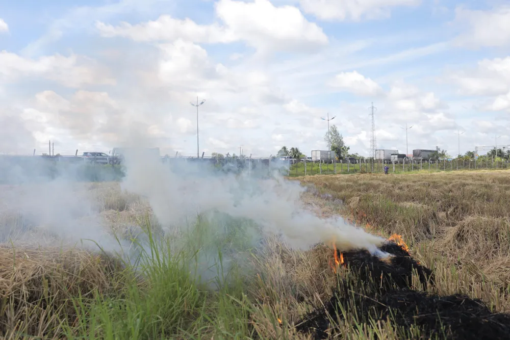 Người dân đốt đồng ảnh hưởng rất lớn đến phương tiện tham gia giao thông. Ảnh: HD