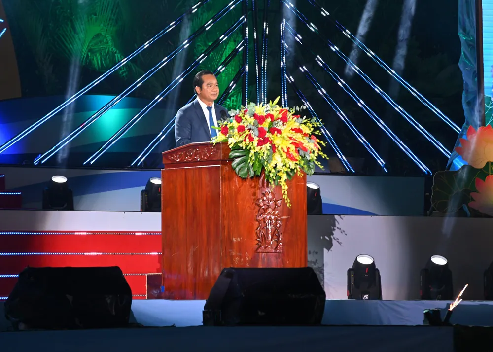 Bí thư tỉnh ủy Long An - Nguyễn Văn Được phát biểu khai mạc. Ảnh: HD Bí thư tỉnh ủy Long An - Nguyễn Văn Được phát biểu khai mạc. Ảnh: HD