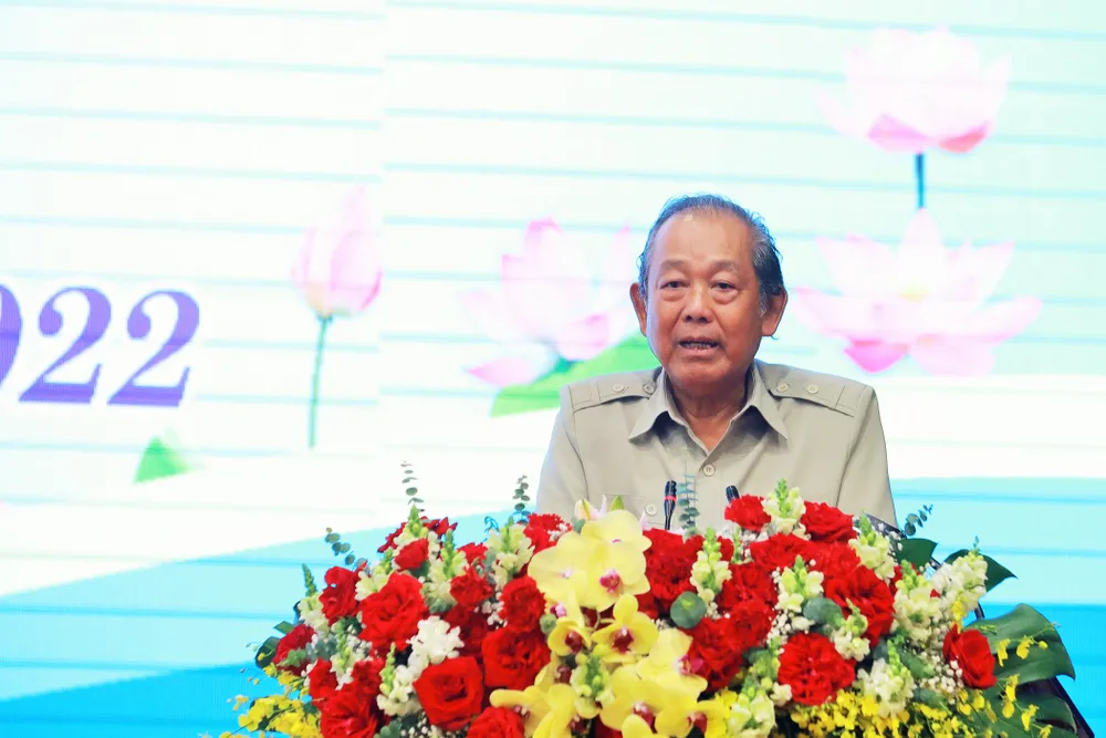 Nguyên Phó Thủ tướng Thường trực Chính phủ - Trương Hòa Bình phát biểu tại buổi lễ. Ảnh: HUỲNH DU Nguyên Phó Thủ tướng Thường trực Chính phủ - Trương Hòa Bình phát biểu tại buổi lễ. Ảnh: HUỲNH DU