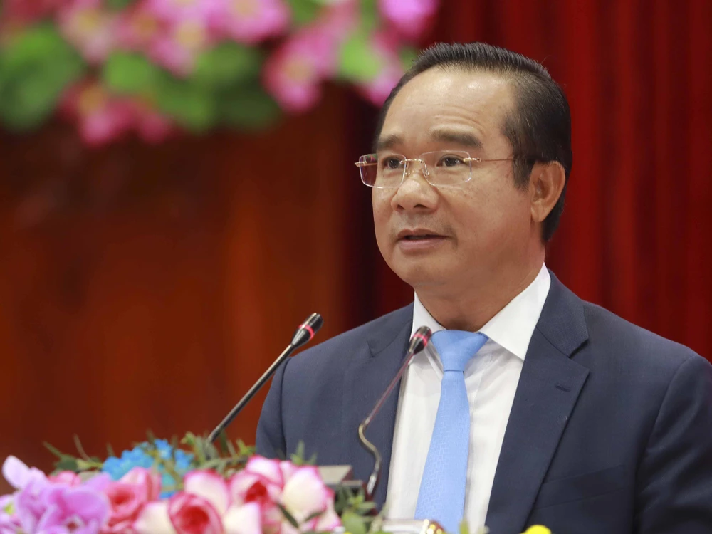 Bí thư tỉnh ủy Long An - Nguyễn Văn Được khẳng định Long An luôn đồng hành cùng doanh nghiệp. Ảnh: HUỲNH DU