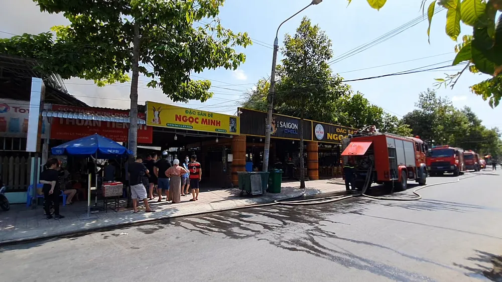 Quán lẩu dê Ngọc Minh nơi xảy ra vụ cháy. Ảnh: KIM HƯỚNG