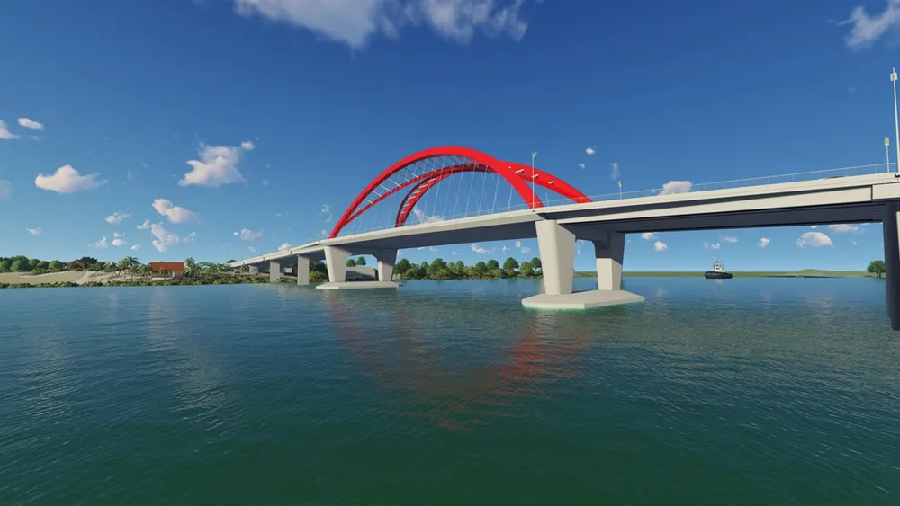 Phối cảnh cầu bắc qua sông Cần Giuộc. Ảnh: QLDA