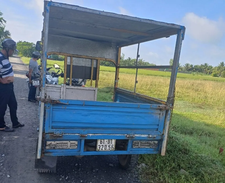 Chiếc xe ba gác bị Bảo đột nhập lấy trộm. Ảnh: CA