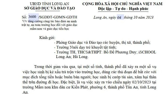 Long An siết chặt an ninh trường học sau vụ bắt cóc bé gái 3 tuổi 2.jpeg