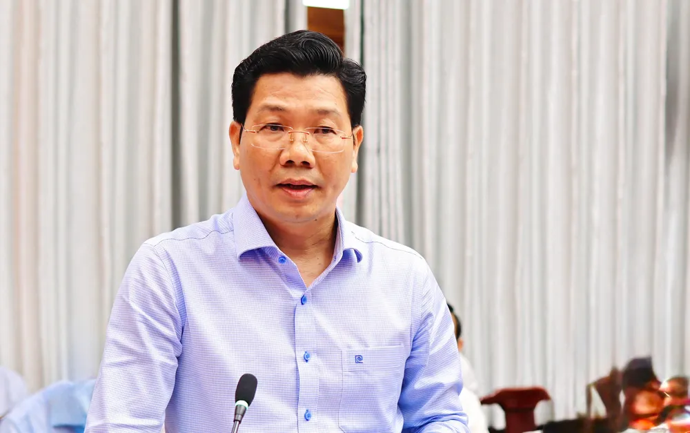 Ông Nguyễn Mạnh Hùng, Bí thư Tỉnh uỷ Tây Ninh phát biểu tại buổi làm việc. Ảnh: HP 23.5.2025-Tin-Truong Ban Noi chinh TW lam viec voi 2 tinh Long An va Tay Ninh- Bi thu Tinh uy Tay Ninh phat bieu.jpg