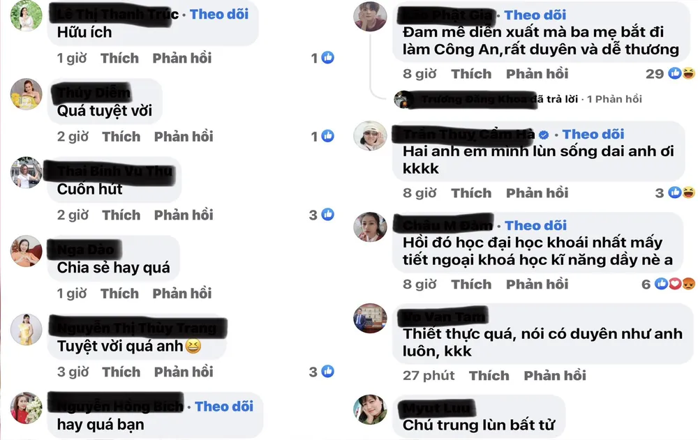 Người dùng Facebook tỏ ra hứng thú với cách hướng dẫn kỹ năng PCCC&CNCC của vị thiếu tá duyên dáng, vui nhộn. Ảnh: CHỤP MÀN HÌNH. g1.jpg