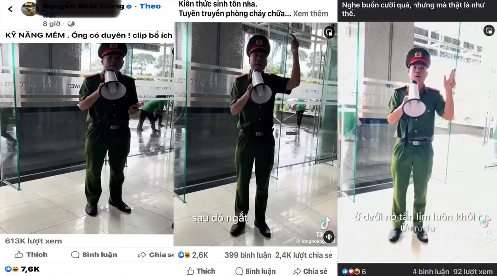 Clip thiếu tá Đỗ Tấn Tài vẫn đang được chia sẻ với tốc độ chóng mặt trên các trang mạng xã hội. Ảnh: CHỤP MÀN HÌNH. g3.jpg