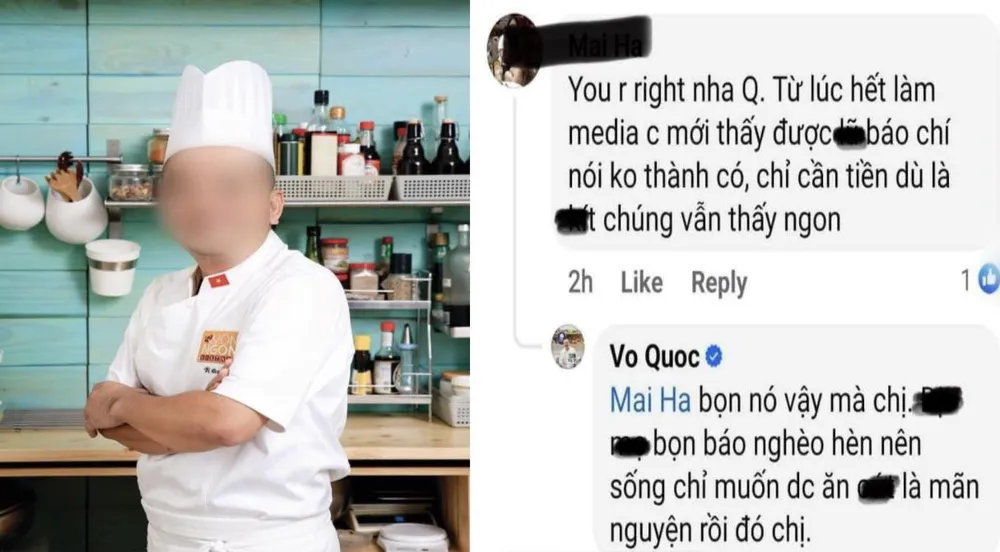 Phần bình luận trong bài đăng của tài khoản Facebook "Vo Quoc" lăng mạ người làm báo, phản cảm, gây bức xúc dư luận. vt.jpg