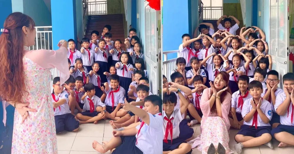 Cô Lê Thuỳ Dương, giáo viên chủ nhiệm lớp 4 (trường tiểu học Nguyễn Văn Trỗi) cho biết: “Trend này, với tôi là dịp để cô trò xoá tan bức tường ngăn cách và từ đó dễ kết nối và thấu hiểu hơn. Bởi với lứa tuổi này, các em cần 1 người bạn và 1 người dạy. Dạy thì dễ nhưng làm bạn lại khó. Nên muốn dạy được các em cần hiểu và làm bạn trước".Ảnh: CHỤP MÀN HÌNH. a2.jpg