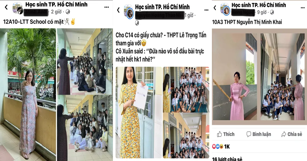 Trend chụp ảnh "bị giáo viên phạt" của thầy cô và học sinh đang trở thành xu hướng mới trên mạng xã hội. Ảnh: CHỤP MÀN HÌNH. 2E6036C6-7B2C-4DEB-8B9B-16B537D9C31B.jpeg
