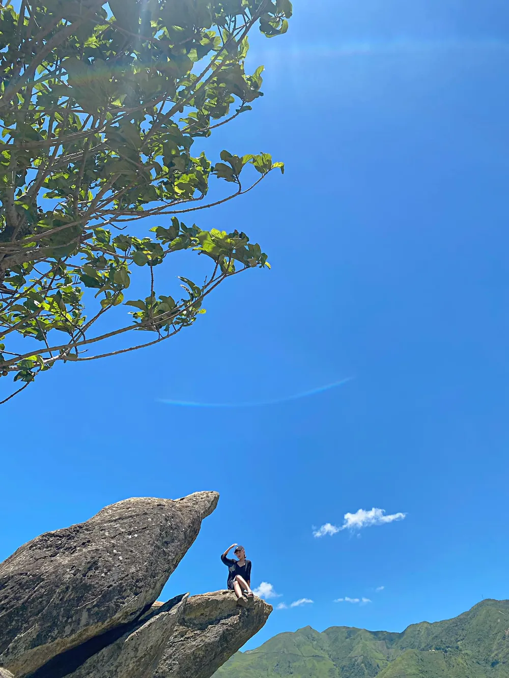 Mỏm đá hình thù chú cá heo độc đáo. Ảnh : KIỀU TRANG