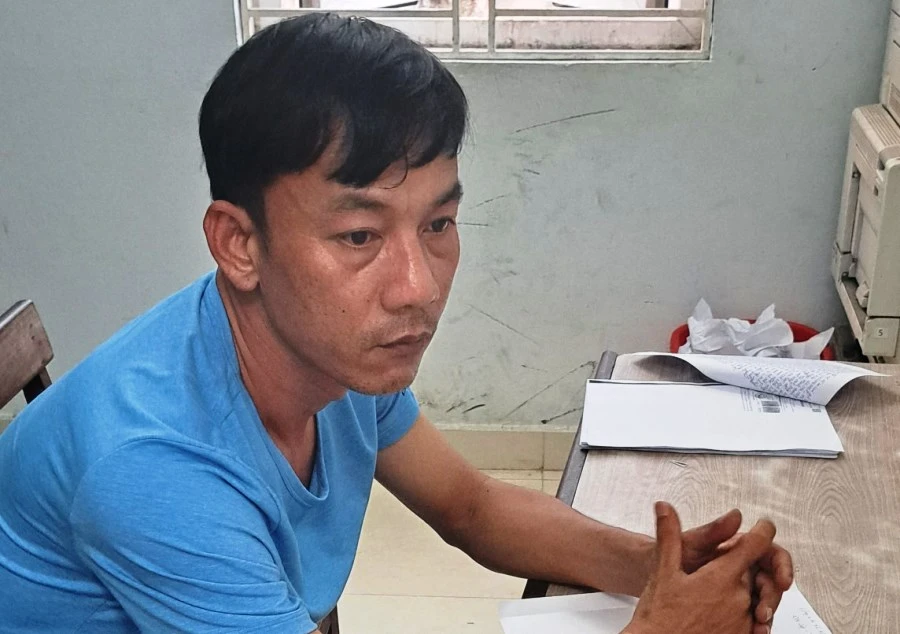 Đặng Thanh Dũng tại cơ quan công an. Ảnh: H.H