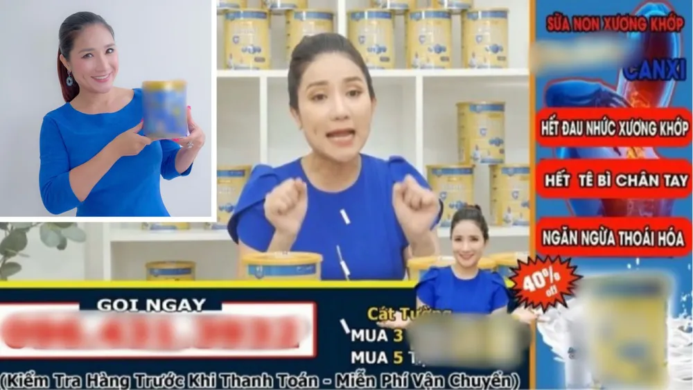 Hình ảnh nghệ sĩ Cát Tường quảng cáo vẫn còn lan truyền trên mạng xã hội. Ảnh: TL z4728505013655_42abbcf5893b0fd3aa8d429cc0d4227d.jpg
