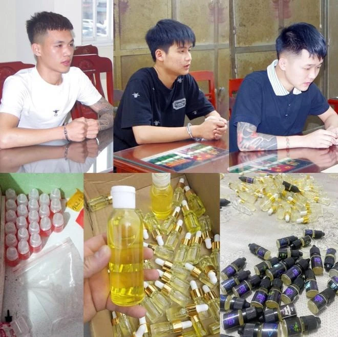 Các đối tượng và tang vật thu giữ. Ảnh: CA Ma tuý mới.jpeg
