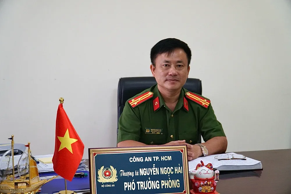 Thượng tá Nguyễn Ngọc Hải, Phó Trưởng phòng Cảnh sát quản lý hành chính về trật tự xã hội (PC06), Công an TP.HCM. Ảnh: HUỲNH THƠ IMG_1383.jpeg