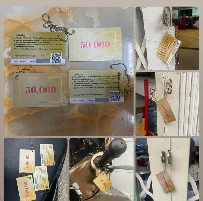 Các thẻ lạ chứa mã QR. Ảnh: CA Thẻ lạ chứa mã QR.jpeg