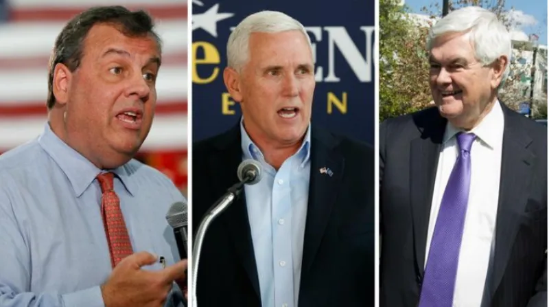 Một trong ba ông (từ trái sang) Chris Christie, Mike Pence, Newt Gingrich sẽ là phó tướng của ông Trump. 