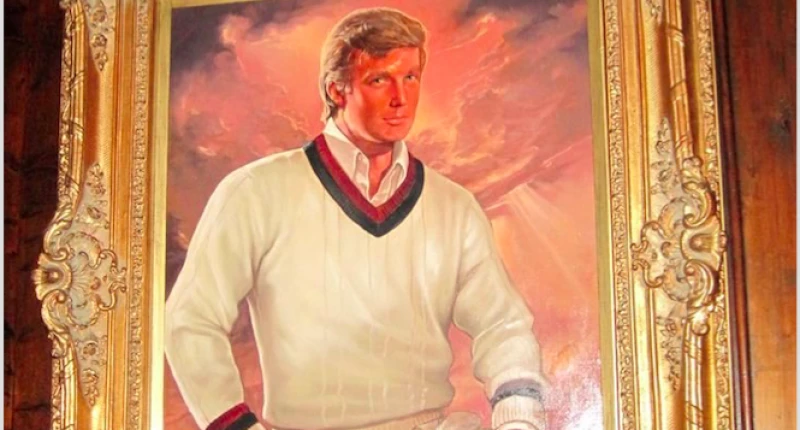 Bức tranh phác họa chân dung Trump được mua bằng tiền của quỹ Trump Foundation đang được treo tại khu nghỉ dưỡng Mar-a-Lago của Trump ở bang Florida (Mỹ). 