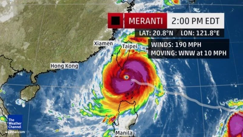 Siêu bão Meranti là siêu bão mạnh nhất trên thế giới kể từ sau siêu bão Hải Yến. 