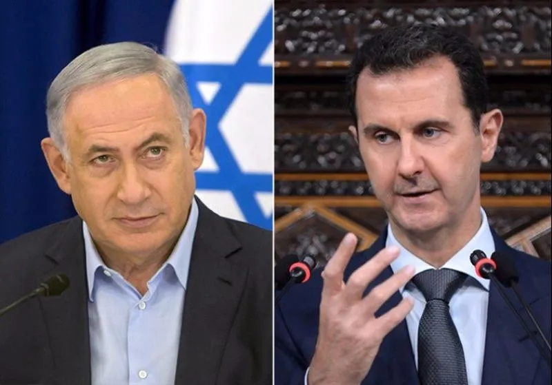 Thủ tướng Israel Benjamin Netayahu (trái) và Tổng thống Syria Bashar Assad. 