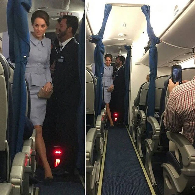 Hình ảnh hành khách chụp lại cảnh Công nương Kate Middleton vào máy bay. 