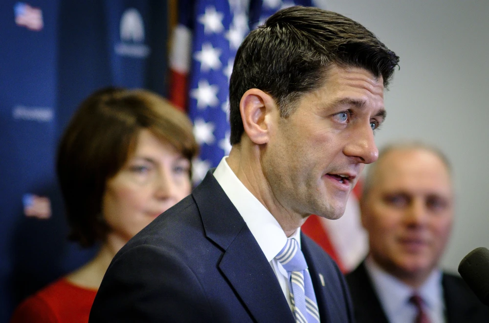 Ông Paul Ryan phát biểu tại cuộc họp báo tại tòa nhà Quốc hội sau cuộc họp của các hạ nghị sĩ Cộng hòa ngày 15-11.