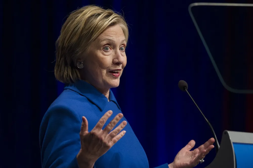 Bà Clinton không nhắc đến ông Trump trong buổi nói chuyện. 