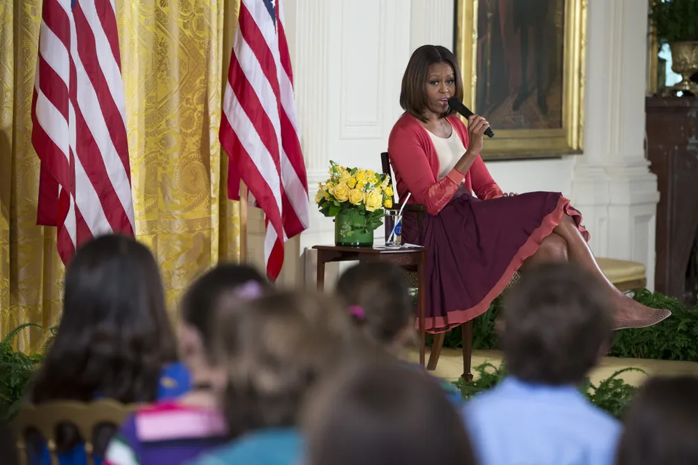Đệ nhất phu nhân Michelle Obama trong trang phục Sophie Theallet. 