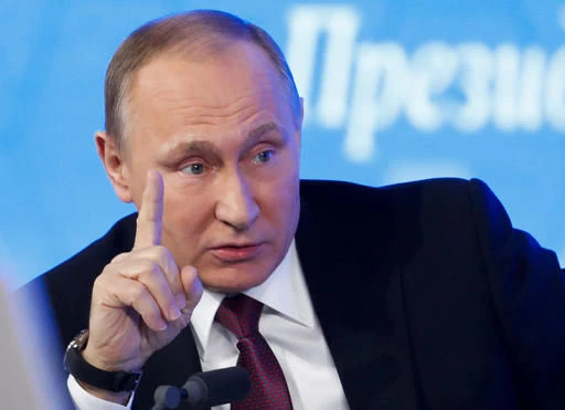 Tổng thống Putin đề cập nhiều vấn đề trong cuộc họp báo dài 3 tiếng rưỡi tại Moscow ngày 23-12. Ảnh: AP