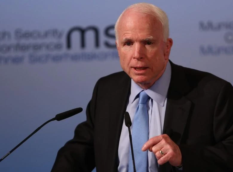 Nghị sĩ John McCain tại hội nghị An ninh Munich ở Đức ngày 17-2. Ảnh: REUTERS