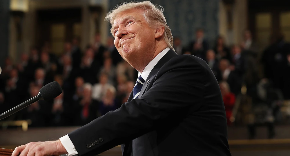 Tổng thống Mỹ Donald Trump phát biểu trước Quốc hội tối 28-2. Ảnh: GETTY IMAGES