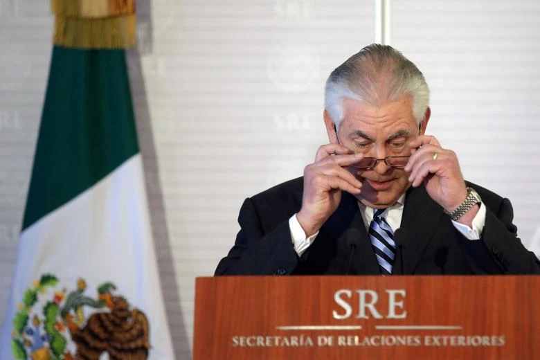 Ngoại trưởng Rex Tillerson phát biểu trong chuyến thăm Mexico ngày 23-2. Ảnh: REUTERS