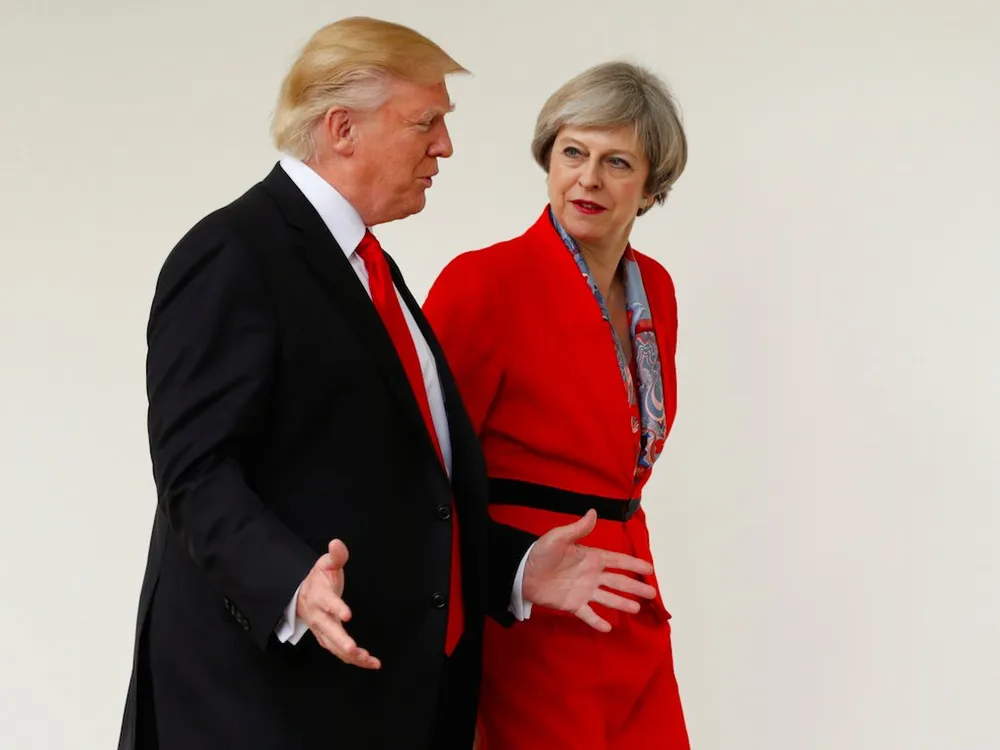 Tổng thống Mỹ Donald Trump và Thủ tướng Anh Theresa May sau cuộc gặp tại Nhà Trắng (Mỹ) ngày 27-1. Ảnh: REUTERS