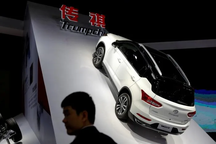 Ô tô Trumpchi GS4 của GAC Group trưng bày tại Triển lãm ô tô Thượng Hải, Trung Quốc ngày 20-4. Ảnh: REUTERS