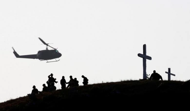 Quân đội hai nước Philippines và Mỹ trong cuộc tập trận chung Balikatan ở bắc Philippines ngày 14-4-2016. Ảnh: REUTERS