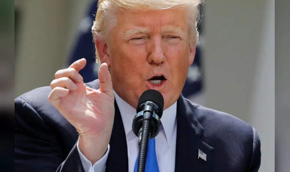 Tổng thống Trump trong buổi họp báo chung với Thủ tướng Lebanon Saad Al-Hariri tại Nhà Trắng ngày 25-7. Ảnh: REUTERS