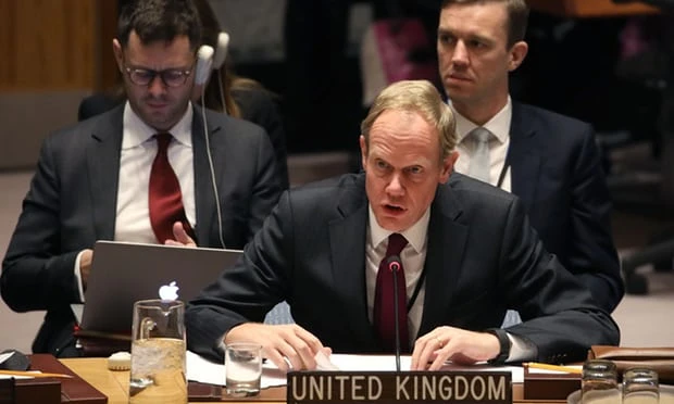 Đại sứ Anh tại LHQ Matthew Rycroft trong phiên họp HĐBA LHQ ngày 5-1. Ảnh: GETTY IMAGES