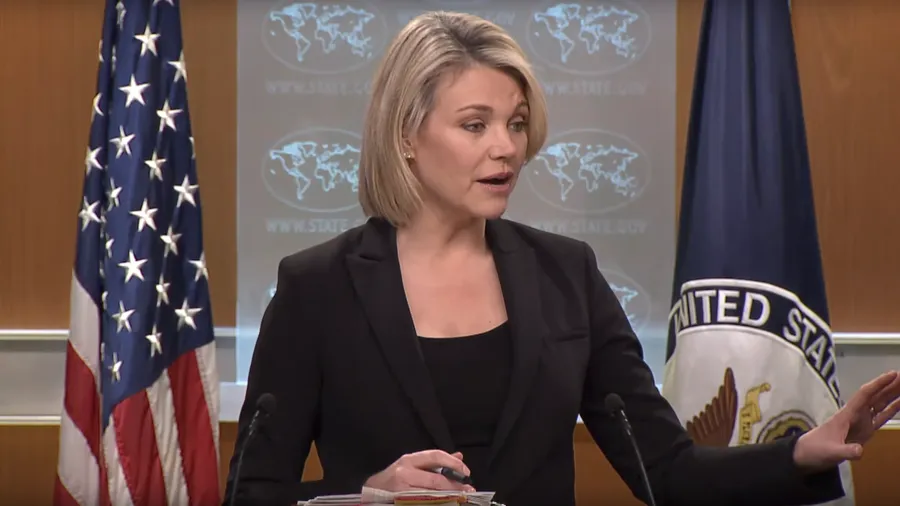 Người phát ngôn Bộ Ngoại giao Mỹ Heather Nauert – vừa được đề cử làm Quyền Thứ trưởng Ngoại giao – nói Mỹ không cần bằng chứng vụ cha con điệp viên Nga bị đầu độc. Ảnh: RT