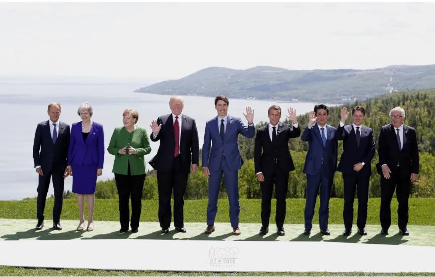 Các lãnh đạo G7 trong đợt hội nghị cuối tuần rồi. Ảnh: REUTERS
